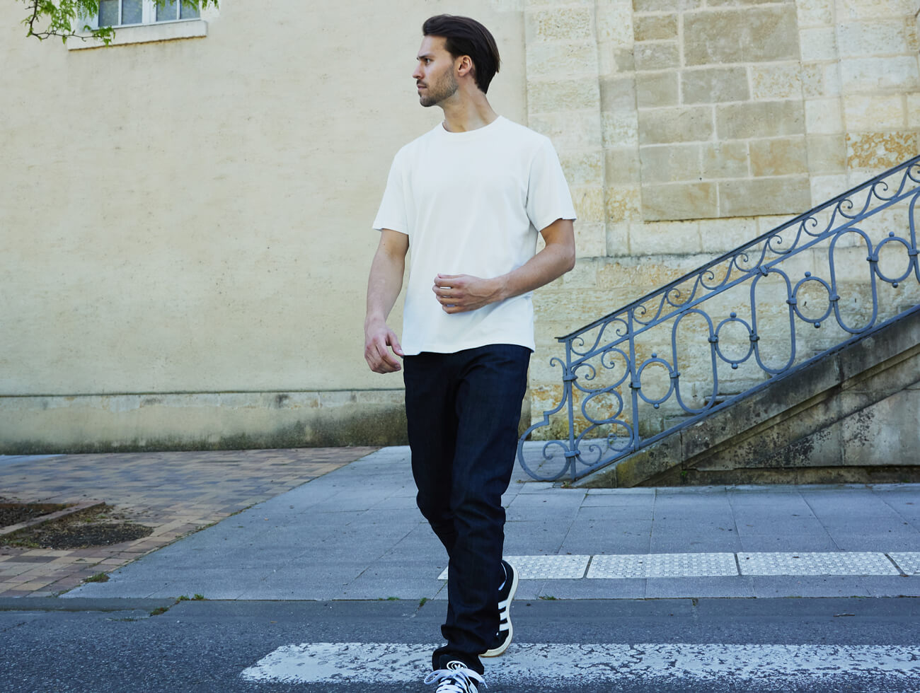 Pétrone T-shirt manches courtes coton pima micromodal blanc crème homme#couleur_blanc-crème