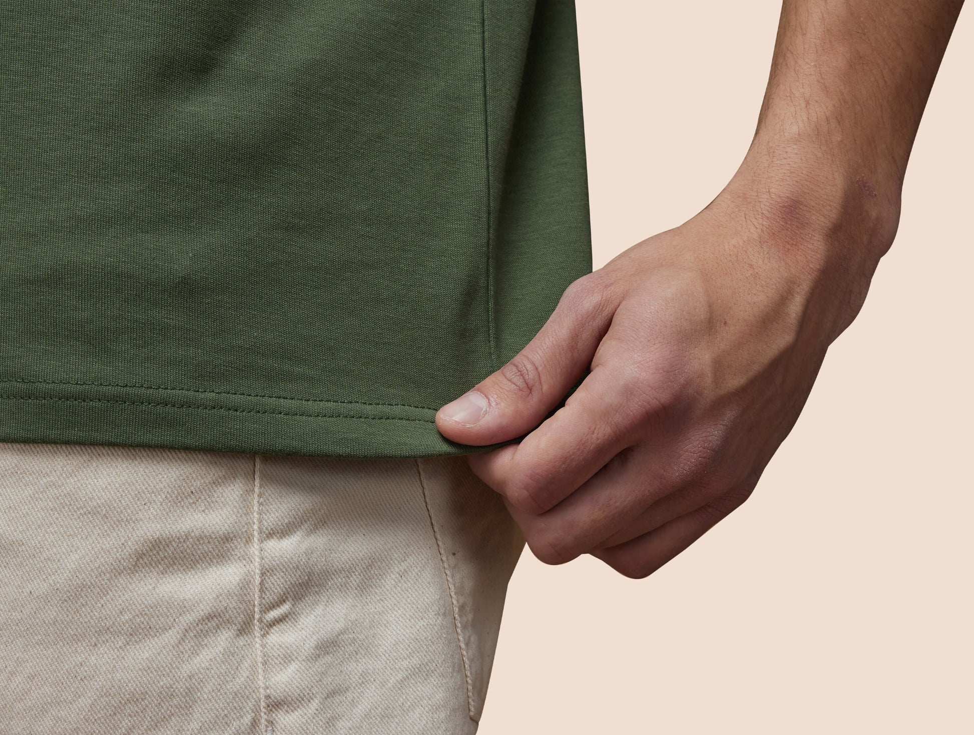 Pétrone T-shirt manches courtes coton pima micromodal vert kaki homme#couleur_vert-kaki