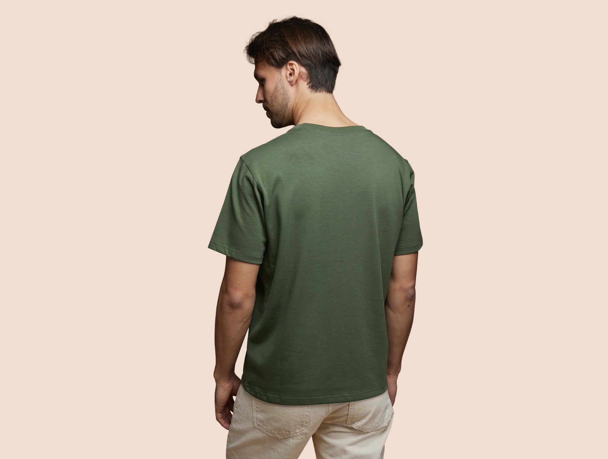 Pétrone T-shirt manches courtes coton pima micromodal vert kaki homme#couleur_vert-kaki