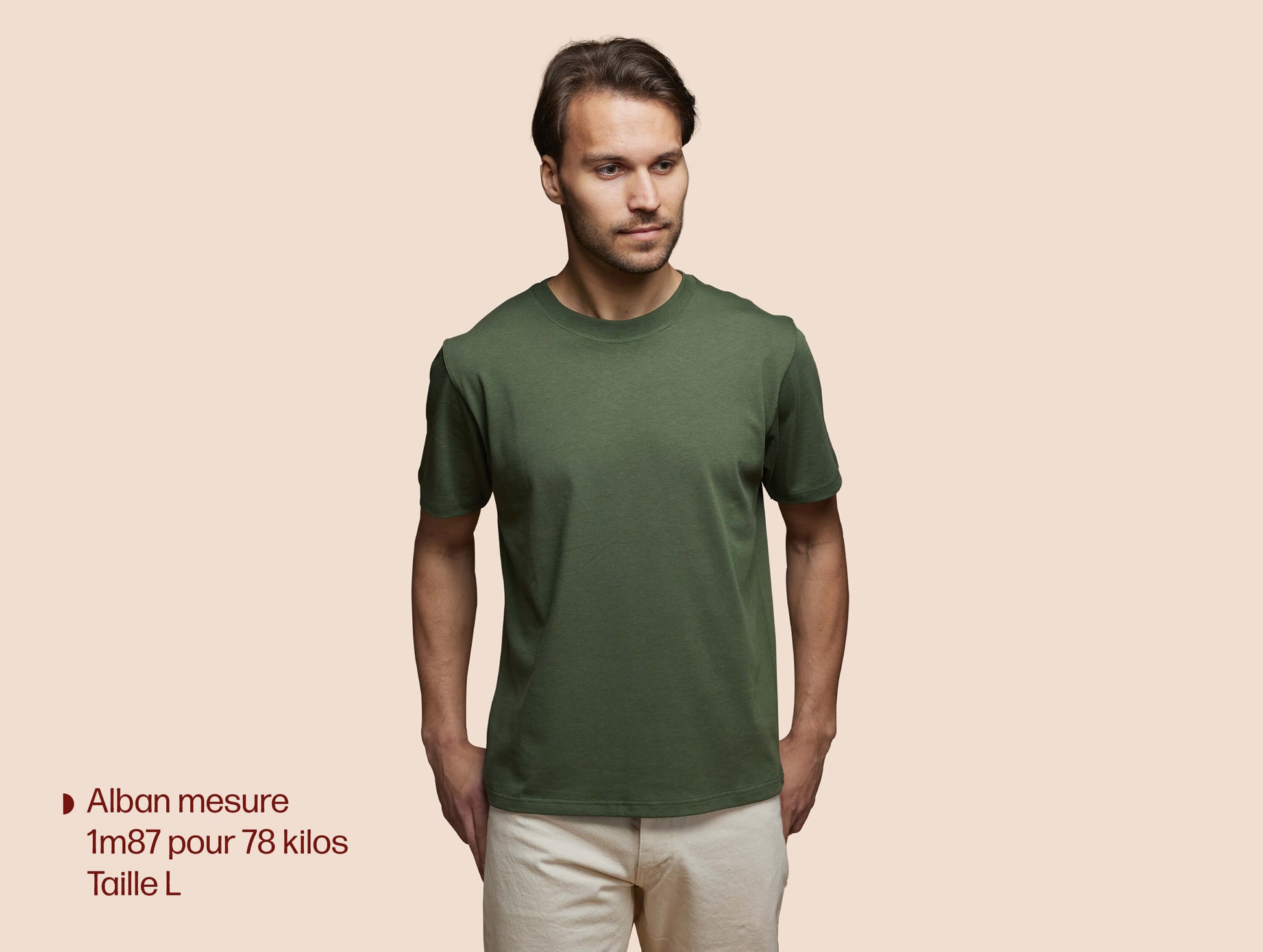 Pétrone T-shirt manches courtes coton pima micromodal vert kaki homme#couleur_vert-kaki
