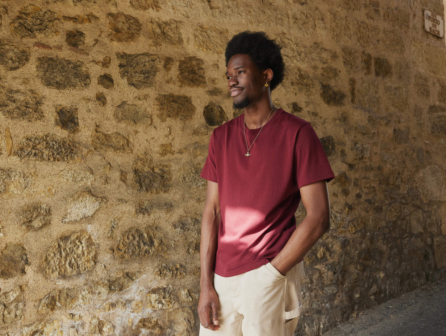 Pétrone T-shirt manches courtes coton biologique tencel bordeaux homme#couleur_bordeaux