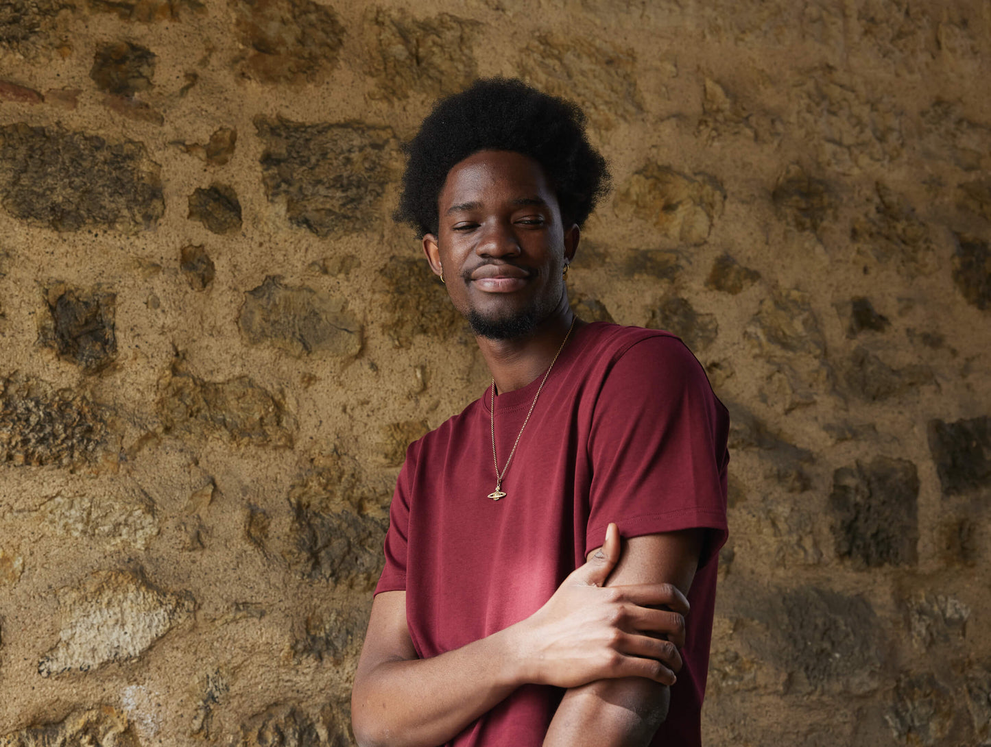 Pétrone T-shirt manches courtes coton biologique tencel bordeaux homme#couleur_bordeaux