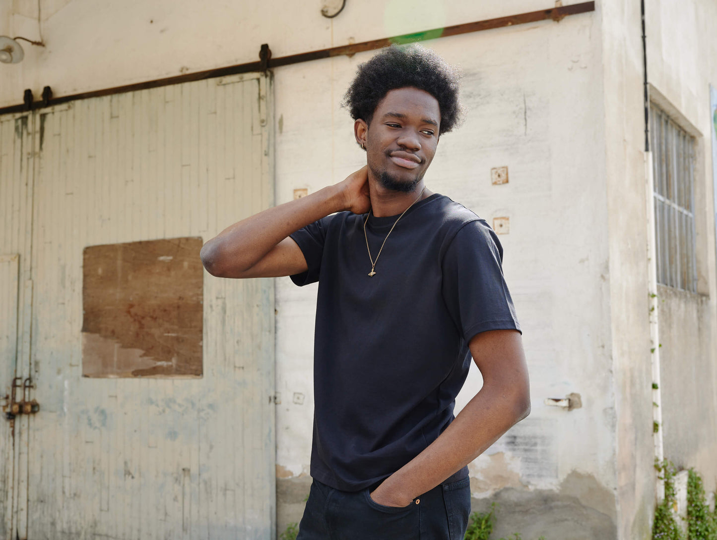 Pétrone T-shirt manches courtes coton bio tencel noir homme#couleur_noir